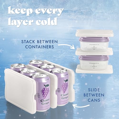 Cool Coolers by Fit & Fresh 4 Pack XL Slim Ice Packs, Quick Freeze Space Saving Reusable Ice Packs for Lunch Boxes or Coolers - color: Ivory (4 Pack)