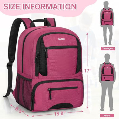 GMAK Soccer Backpack for Youth, Soccer Bag with Ball/Shoe Compartment for Football/Basketball/VB, Lightweight Training Pack - color: Pink