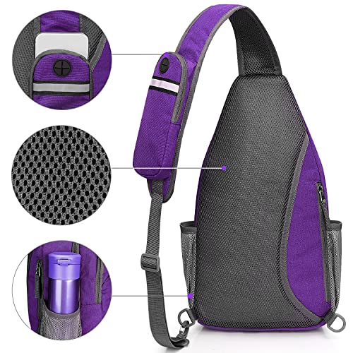 G4Free Sling Bag for Men and Women, RFID Blocking Crossbody Bag, Lightweight Sling Backpack for Travel, Hiking, Walking and Daily Use - color: Purple/Gray