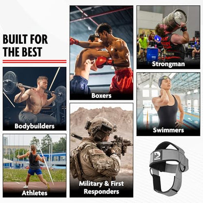 DMoose Fitness Neck Harness for Weight Lifting - Soft Padded Head & Chin Strap with 30" Heavy Duty Steel Chain - Neck Exerciser, Trainer & Strengthener to Support Injury Recovery and Intense Workouts - color: Gray
