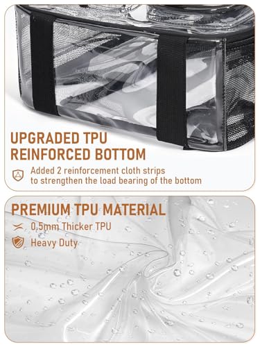 Clear Backpack Heavy Duty for Women Men Boys Girls, Large Clear Bookbag See Through Backpack for School College - color: 13-5#black+pouch-no Reflective Strips