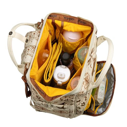 Montana West Wrangler Diaper Bag Backpack Aztec Callie Bag Travel Backpack Purses Western Multi-Function Baby Bags for Mom - color: 3pcs Khaki