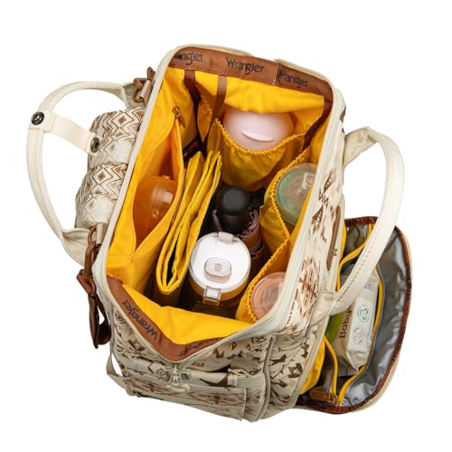 Montana West Wrangler Diaper Bag Backpack Aztec Callie Bag Travel Backpack Purses Western Multi-Function Baby Bags for Mom - color: 3pcs Khaki