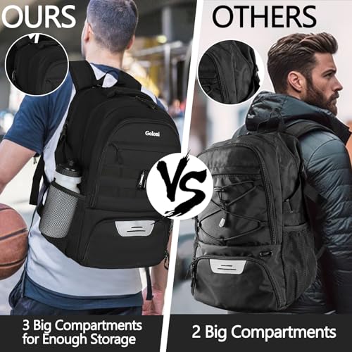 Soccer Backpack for Men and Women,Sports Bag with Ball Compartment,Gym Backpack with Shoe Compartment - color: Black