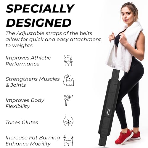 Hip Thrust Belt - Heavy duty, Comfortable, Adjustable Glute Trainer with Anti-Slip Pads. Ideal for Home Workouts with Dumbbells, Kettlebells, Plates. Extra Padding for Gym and Home Fitness hold up to 600 lbs - Black