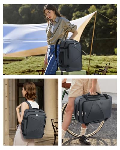 ECOHUB Carry On Travel Backpack, Expandable Airlines Personal Item Bag 18x14x8, Water Resistant 17 inch Laptop Backpack Flight Approved, 12 Pockets 30L Work Backpacks with Wet Pocket Cable Slot, Grey - color: Grey, size: 18 inch underseat