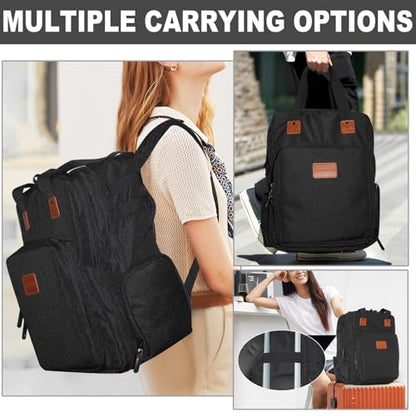 Barber Organizer Backpack for Clippers and Supplies, Water-Resistant Hairstylist Travel Bag with Adjustable Dividers, Cosmetology Bag with 3 Compartments, Fits 15-Inch Laptop