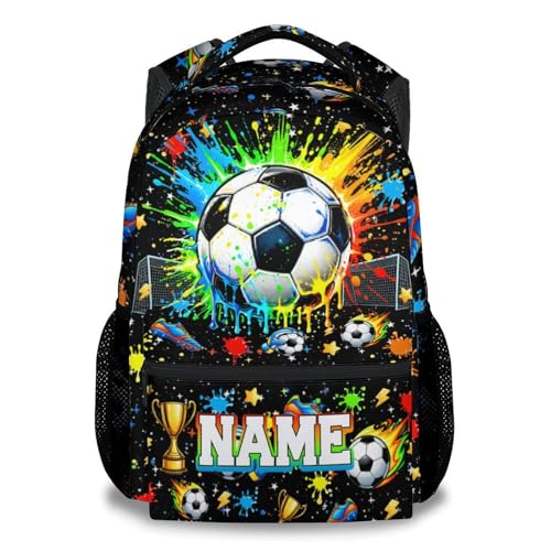 Soccer Backpack for Boys, Personalized Kids Soccer Bookbag with Custom Name - 17" Sports School Bag for Elementary Kindergarten - color: Green