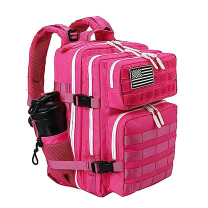 LHI Tactical Military Backpack for Men and Women 25L/35L Army Assault Pack Bag Small Rucksack with Bottle Holder - color: 25l-rose Red, size: Small