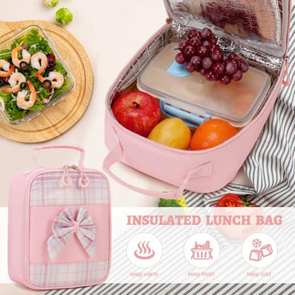 DIGOBAY Backpack for Girls, 3PCS Girls Backpack for School with Lunch Bag Pencil Case, Cute Kids Teens Bookbag for Kindergarten Elementary Preschool Middle School - color: Pink