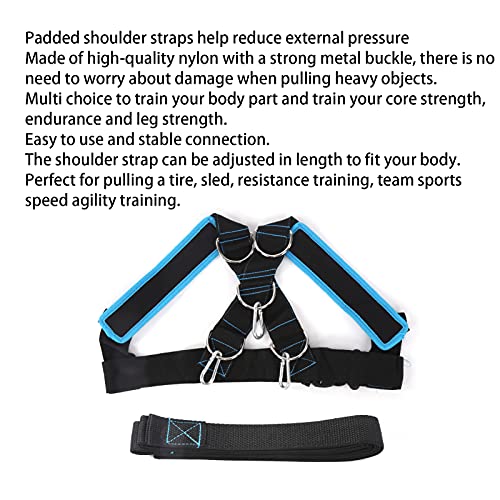 HERCHR Weight Bearing Shoulder Strap, Resistance Strength Training Shoulder Bands Pulling Sled Harness Vest Bands with Pulling Strap for Football Workout - color: black blue