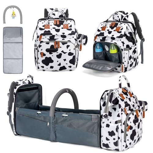 KABAQOO Diaper Bag Backpack with Detachable Changing Station, Large Capacity Baby Diaper Bags for Boys & Girls, Baby Registry Search Stuff & Shower Gifts, Newborn Essentials Must Haves, Cow - color: Cow