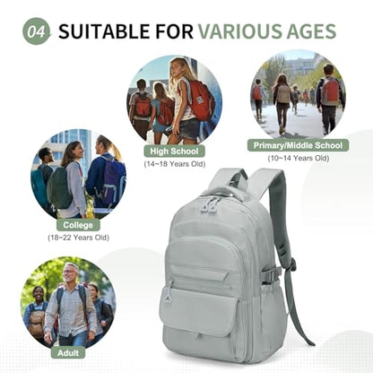 Aesthetic Daypack Backpack, Water-Resistant 15.6" Laptop Backpack for Women and Men, Featuring Touch-Fastener and Anti-Theft Pockets (Gray) - color: Gray