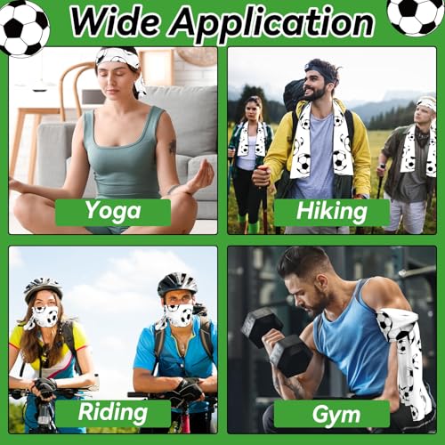 30Pcs Soccer Ball Cooling Towels for Neck and Face 40 x 12 Inch Sports Team Gifts Workout Ice Towel for Gym Sweat Microfiber Breathable Chilly Bulk Neck Wraps for Athletes Camping Travel Outdoor - style: Soccer