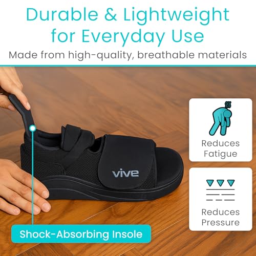 Vive Rounded Post Op Shoe for Injured Foot - Orthopedic Recovery Shoes for Women, Men - Lightweight, Adjustable Medical Walking Shoe for Post Surgery, Stress Fracture, Bunions, Sprains - Left or Right (X-Small) - size: X-Small