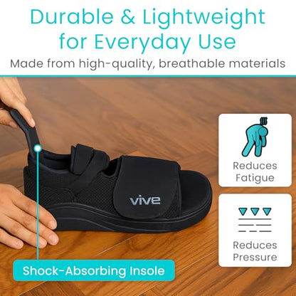 Vive Rounded Post Op Shoe for Injured Foot - Orthopedic Recovery Shoes for Women, Men - Lightweight, Adjustable Medical Walking Shoe for Post Surgery, Stress Fracture, Bunions, Sprains - Left or Right (X-Small) - size: X-Small
