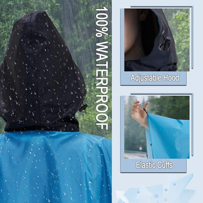 Fashion Hooded Rain Poncho Waterproof Raincoat Jacket with pocket for Women/Men/Adult - color: Gradient Purple
