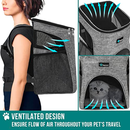 PetAmi Cat Backpack Carrier, Airline Approved Pet Carrier Backpack for Small Dogs and Large Cats, Soft Sided Collapsible Ventilated with Sherpa Bed for Hiking Travel, Max 18 lbs, Heather Gray - color: Heather Gray