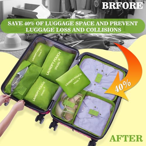 8 Set Packing Cubes for Travel Luggage Packing Bags Reusable Waterproof Suitcase Organizer Cubes Set with Shoe Bag and Toiletry Bag (Green) - color: Green