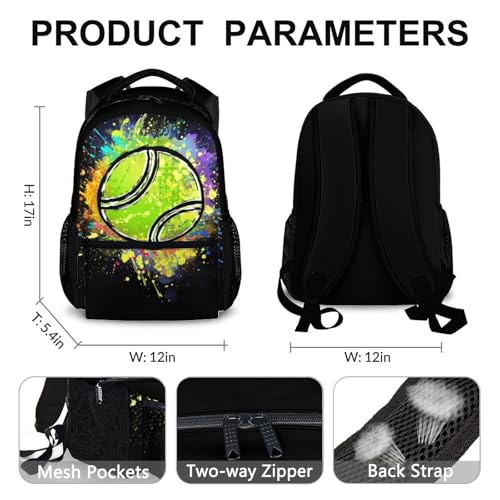Boys School Backpack Kids Tennis Backpacks Bookbag Back to School Supplies, 17 Inches Large Capacity Cool Sport Back Pack for Kindergarten Elementary Middle (Black) - color: Color 5