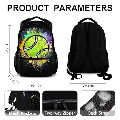 Boys School Backpack Kids Tennis Backpacks Bookbag Back to School Supplies, 17 Inches Large Capacity Cool Sport Back Pack for Kindergarten Elementary Middle (Black) - color: Color 5