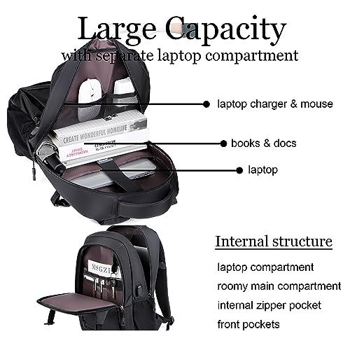 Kamlui Travel Laptop Backpack for Men - Fits up to 15.6-inch Laptops, Computer Bag, Large Capacity Business Backpack with Multiple Compartments, Black - color: Black-263