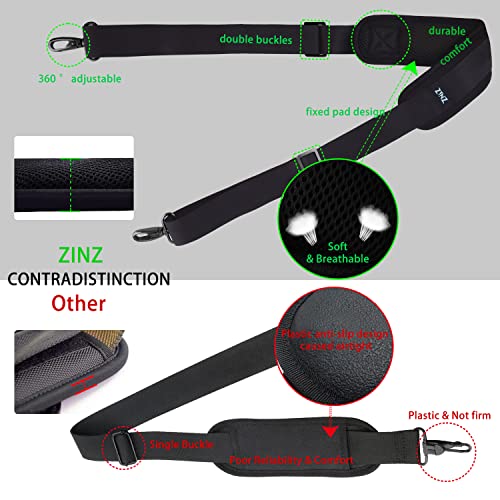 ZINZ 79 inch Shoulder Strap, Extra-thick Fixed Cushion Pad and Dual Clasps Universal Replacement Strap with Metal Swivel Hooks for Laptop Bags, Luggage Bags, Camera, Crossbody (200cm,Black) - color: Black