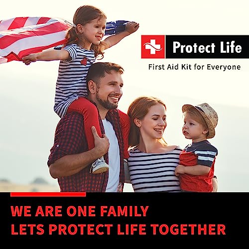 Protect Life Survival First Aid Kit for Home/Business, Camping Survival Kits | Mini Travel First Aid Kit | Camping Equipment | Small Kits for Car | Outdoor Emergency Survivals Pack - 200pcs - size: 200 Pieces Kit (Hard Case)