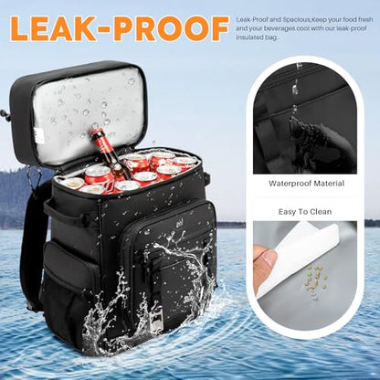 NOL 32L Insulated Backpack Cooler Double Layer - color: Black