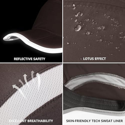 GADIEMKENSD Reflective Folding Outdoor Hat Unstructured Design UPF 50+ Sun Protection Sport Hats for Womens and Mens - color: Coffee Brown