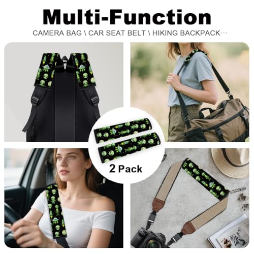 DOODLREAM 2Pcs Soft Auto Seat Belt Cover Pads, Alien Space Car Seatbelt Shoulder Cushion for Comfortable Driving, Compatible with All Cars' Seatbelt and Backpack Straps 11x2.4inch - color: Alien