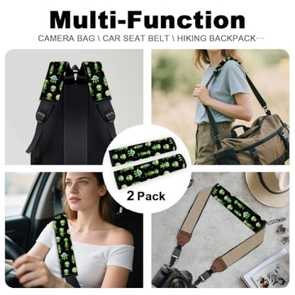 DOODLREAM 2Pcs Soft Auto Seat Belt Cover Pads, Alien Space Car Seatbelt Shoulder Cushion for Comfortable Driving, Compatible with All Cars' Seatbelt and Backpack Straps 11x2.4inch - color: Alien