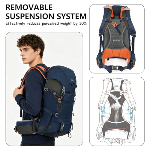 35L Hiking Backpack for Women men,Waterproof Camping Outdoor Backpacking Backpack for Travel lightweight Hiking Trekking Daypack - color: Blue