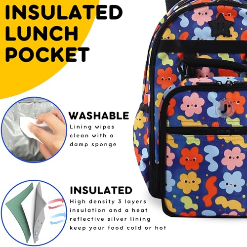 J World Duet Kids Backpack & Lunch Box Set For Boys & Girls Pre-K to Elementary School, Baby Cloud - color: Baby Cloud