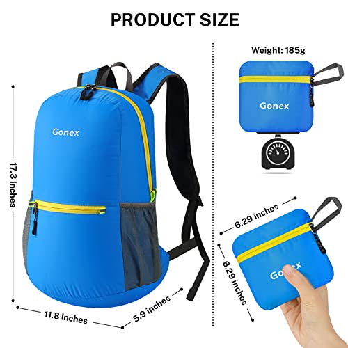 Gonex Ultra Lightweight Packable Backpack Daypack Handy Foldable Camping Outdoor Travel Cycling Backpacking - color: Blue