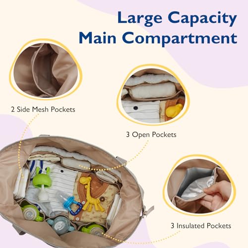 mommore Diaper Bag Tote, Large Capacity Travel Diaper bags, Hospital Bag for Labor Delivery, Baby Bag with Pacifier Case | Hospital Bag - color: Pink