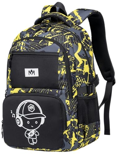 Bluboon Kids Backpack Boys Camo Bookbag Teens Elementary School Bag Daypack Travel Back Pack Middle school (Boy-Yellow camo) - color: Boy-yellow Camo