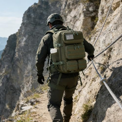 55L Tactical Backpack Heavy Duty Military Rucksack Molle Backpack 3 Day Assault Pack for Work Outdoors - color: Green