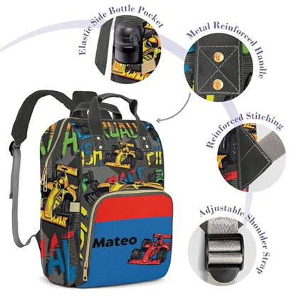 Customized Diaper Bag Customized Diaper Backpack Nappy Backpack Personalized Diaper Bags Boys Multifunction Shoulders Bag Nursing Bags, Colorful Road Car - color: Colorful Road Car