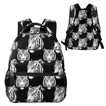 Commuter Laptop Backpack Animal Tiger Black Art, Lightweight Water Resistant Daypack with Inner Pocket for Work, Office - color: Pattern (737)