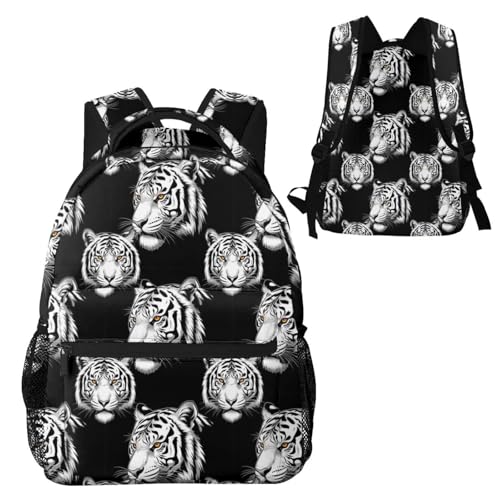 Commuter Laptop Backpack Animal Tiger Black Art, Lightweight Water Resistant Daypack with Inner Pocket for Work, Office - color: Pattern (737)