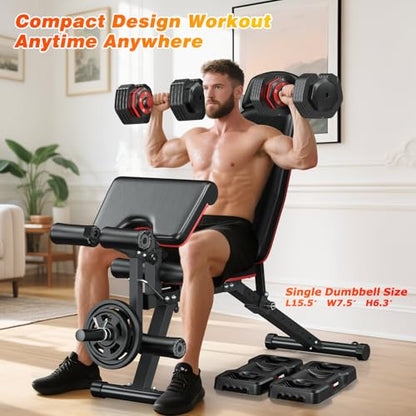 XDDIAS Adjustable Dumbbells Set of 2 for Strength Training, One-Hand Quick Adjust, 25/55/80/90 lbs Options, Anti-Slip Grip Handle, Compact Home Gym Weights for Men Women - color: Basic 5-Level 25LB Pair