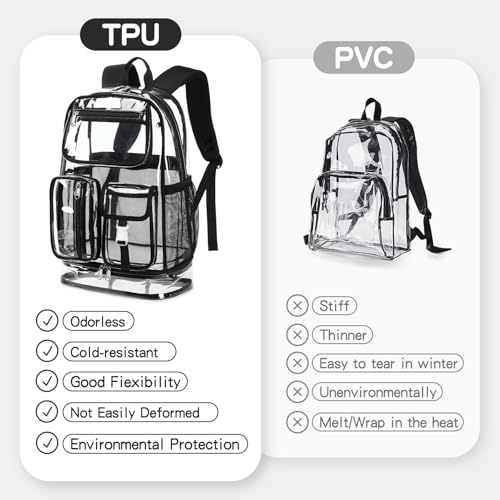 Cusangel Heavy Duty Clear Backpack,16.5 x12 x5inch TPU Large Capacity See Through Backpack for Sport Events,Travel (Upgrad Gold) - color: Upgrad Gold