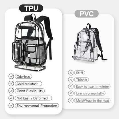 Cusangel Heavy Duty Clear Backpack,16.5 x12 x5inch TPU Large Capacity See Through Backpack for Sport Events,Travel (Upgrad Gold) - color: Upgrad Gold