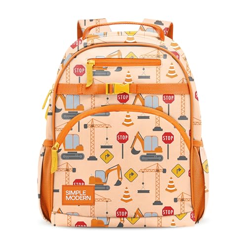 Simple Modern Medium Toddler Backpack for School Girls and Boys | Kindergarten Elementary Kids Backpack | Fletcher Collection | Kids - 15" tall | Construction Zone - color: -Construction Zone, style: Kids Medium