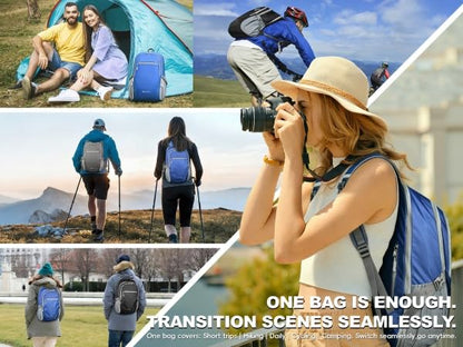 Seektop Lightweight Packable Hiking Backpack Water Resistant Expandable 20L-28L for Women Men, RFID Day Pack for Travel - color: Black