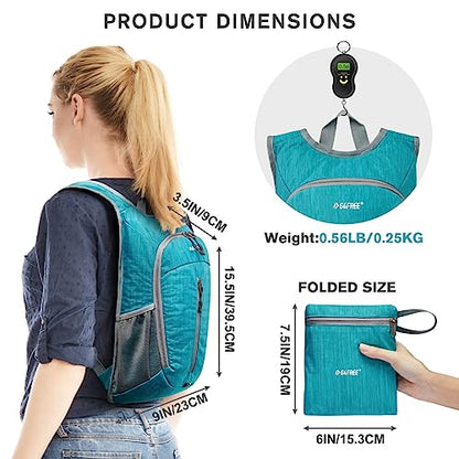 G4Free 10L Hiking Backpack Small Travel Hiking Daypack Lightweight Packable Backpack Casual Foldable Shoulder Bag | Lightweight Packable Daypack, Casual Foldable Shoulder Bag - color: Peacock Blue