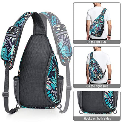 G4Free Sling Bag for Men and Women, RFID Blocking Crossbody Bag, Lightweight Sling Backpack for Travel, Hiking, Walking and Daily Use - color: Maple Leaf Blue