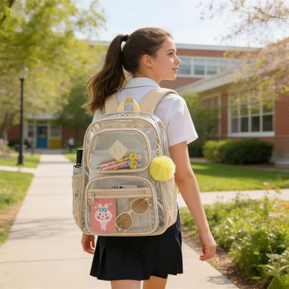 Heavy Duty Clear Backpack for Girls Boys Transparent School Bookbag Kids Durable PVC See Through Backpack- Yellew - color: Yellew