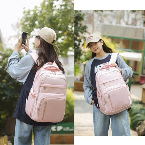 KBTYE Cute School Backpack for Women Men Casual Travel Laptop Backpack Aesthetic Lightweight College Bookbags for Kids(Pink) - color: Pink